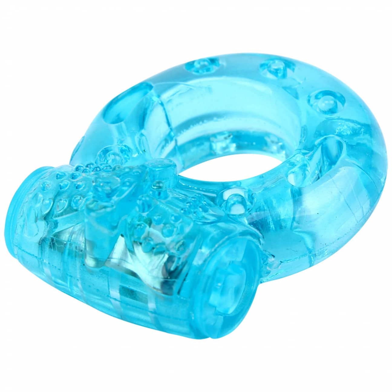 One Time cock ring in clear blue color - top down view