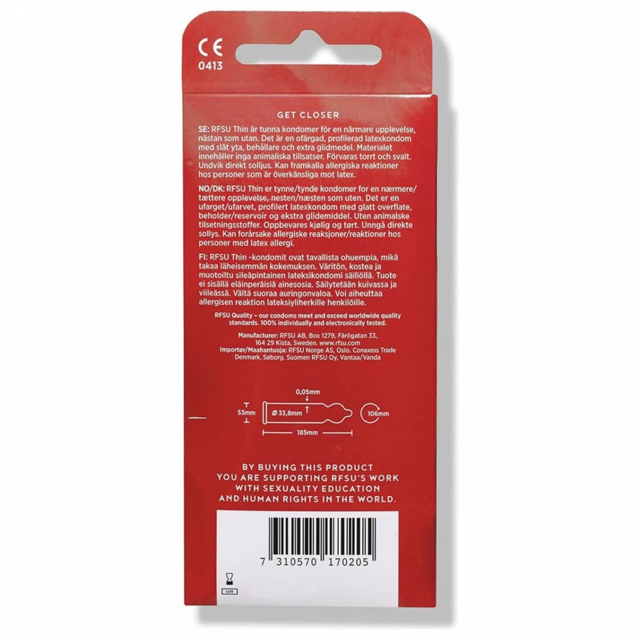 RFSU Thin 10-pack condoms on a clean background