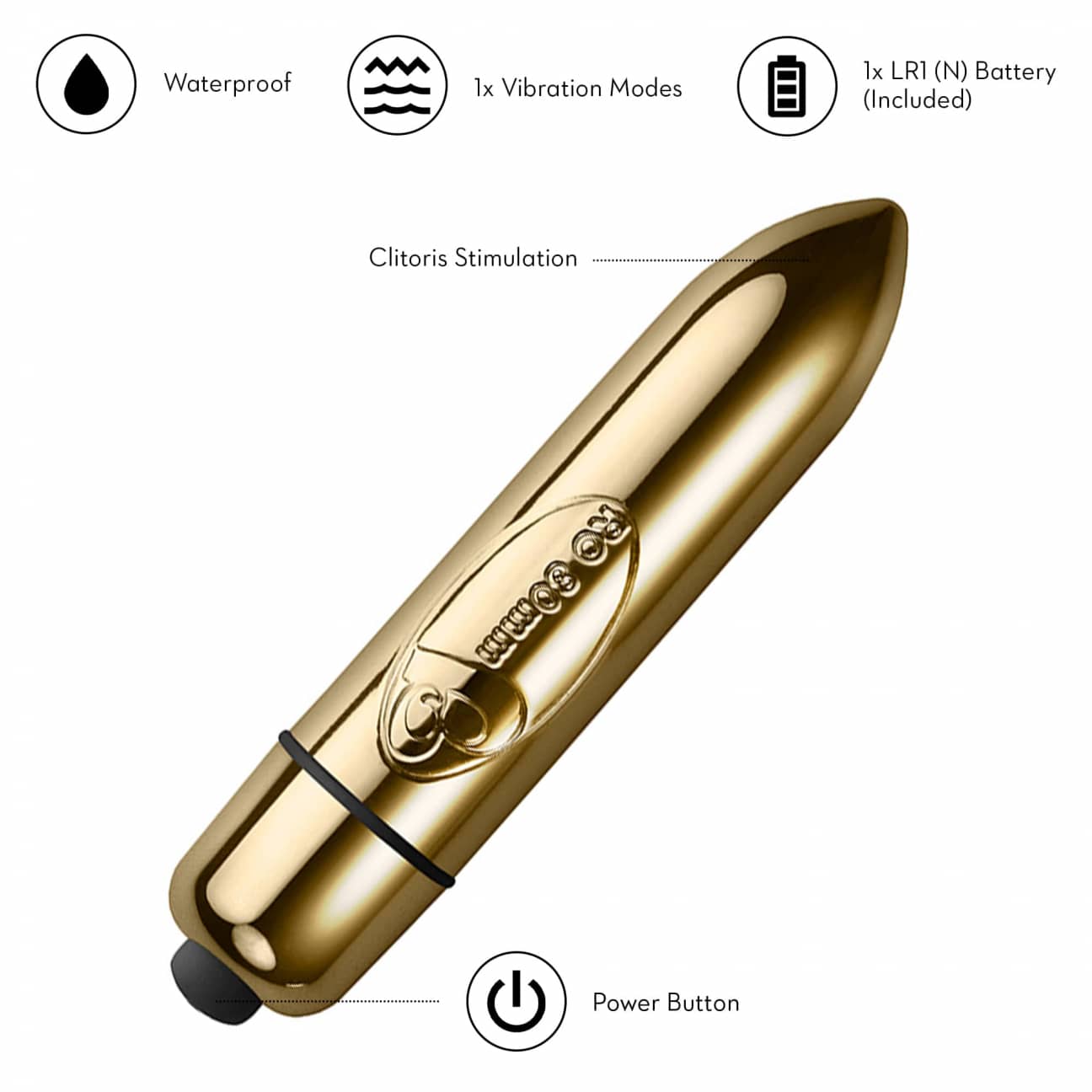 RO 80 Bullet Vibrator side profile showing 80 mm length